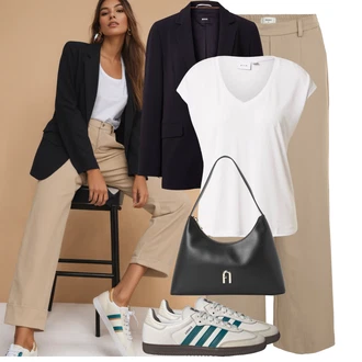 Outfit s Tmavě modrá/Černá Boyfriend Sako/Kožená bunda/Kožená Pánská Bund/Oversize Sako/Pletený Sako/Dlouhý Sako/Kožená bunda pro muže/Blejzrové Bund Boss "Letní outfity"