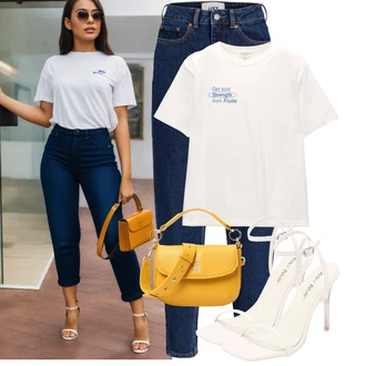 Outfit s Bílá/Krémová/Červená Svatební bota/Sandál Na Podpatku/Bota Na Podpatku/Sandál s podpatkem/Sandály na hřídeli/Svatební Bota/Lodička S Páskem Public Desire "Outfit na léto"
