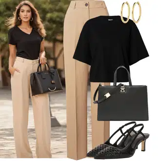 Outfit s Černá Tričko s krátkým rukávem/Tričko nadměrné velikosti/Zkrácený Top & Other Stories "Letní outfity"