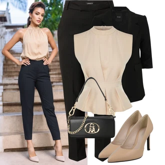 Nadrozměrné Outfit s Černá/Šedá Blejzrové Bund/Boyfriend Sako/Kožená bunda pro muže/Bavlněný Sako/Dlouhý Sako/Oversize Sako/Krátké Sako/Kožená Pánská Bund/Smokingové sako/Kožená bunda Vero Moda Petite "Letní vzhled pro módní ženy"Look: Business, Elegantní, Cool, Kancelář, Old Money, Nadrozměrné, Klasické