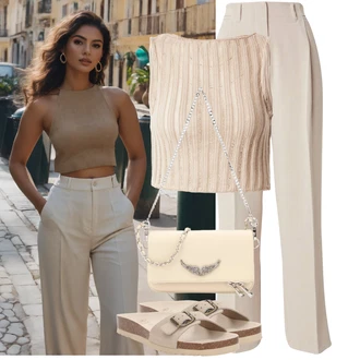 Outfit s Béžová/Hnědá Pánské boty/Pletený top/Halenka Bez Rukávů millane "Outfit na léto"