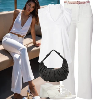 Vysoké Podpatky Outfit s Bílá/Krémová Dřevák/Letní Bota/Sandály Sandál Na Širokém Podpatku/Sandál Na Podpatku/Sandál s podpatkem/Pantofel bershka "Letní outfity"