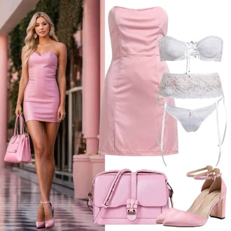 outfit mit Roza Bodycon Obleka/Obleka z eno ramo/Seksi oblačilo/Ozka obleka/Tesna obleka/Mini obleka/Obleka iz jerseya/Enobarvna obleka Numoco "Seksualne Poletne Obleke Roza"