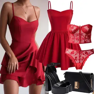 Outfit s Červená/Tmavě červená Šaty na tenké ramínko/Šaty Bez Ramínka/Šaty pro Svatebního Hosta/Zavinovací Šaty/Koktejlové Šaty/Odvážné Šaty/Šaty s Vodopádovým Výstřihem/Plesové Šaty/Párty šaty/Saténové šaty Jarlo "Sexy Letní Šaty"