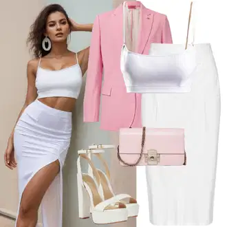 Outfit s Krémová/Bílá Sukně do Délky Lýtka/Moderní Sukně/Kalhotová Sukně/Džínová Sukně/Midi Sukně/Unisex Sukně/90tá Léta Sukně/Křesťanská Sukně/Sukně S Délkou Ke Kolenům/Tužková Sukně Kaffe "Sexy Letní Šaty"