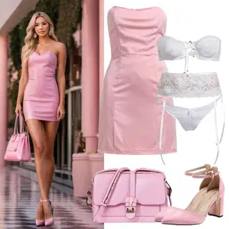 Výstřih na ramena Outfit s Růžová Mini Šaty/Skater šaty/Krajkové Šaty/Šaty Do Áčka/Šaty na tenké ramínko/Šaty Na Ramínko/Letní Šaty/Babydoll Šaty JdY "Sexy Letní Šaty Růžové"