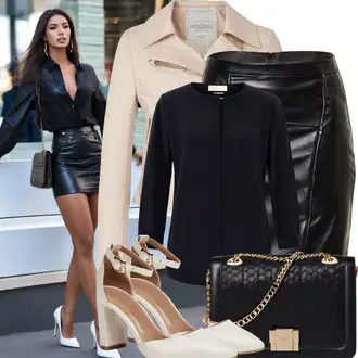 Na Procházku Outfit s Tmavě modrá/Černá Halenka s Dlouhým Rukávem/Blůza s knoflíčkem/Manšestrová Halenka/Tunikové Tričko/Dlouhá Halenka/Businessová Halenka/Halenkové Body/Oversize Halenka/Halenka se Stojatým Límcem/Kožená bunda pro muže/Slip-on Halenka/Blůza s nášivkou na lokti Object "Sexy Outfit pro svatebního hosta"Look: Volný čas, Baseball, Na Procházku