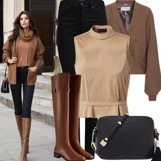 Old Money Style Preppy s Béžová/Hnědá/Khaki Kašmírový kardigán/Svetr s podšívkou/Krátký svetr/Vintage svetr/Kardigán s výstřihem do V/Vlněný kardigán Polo Ralph Lauren "Ski oblek Staré peníze"Look: 90tá léta, Mom, Preppy, Univerzitní