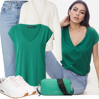 Sportovní Outfit s Bílá/Růžová/Krémová/Zlatý Bota Na Pěší Turistiku/Teniska Zimní Tenisky/Skate Bota/Teniska na platformě/Teniska teddy/Nízká Teniska/Kožené Tenisky/Letní Tenisky/Úzká Teniska Skechers "Outfit na léto"Look: Blokování barev, Venkovní, Skater, Sportovní