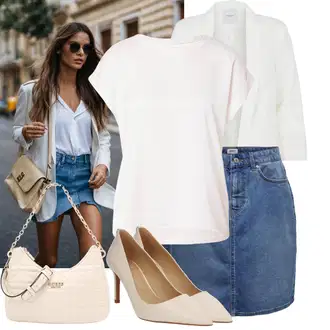 Boja Outfit sa Bijela/Bež/Kaki Udobna pumpa/Salonka & Visoki Pet/Poslovna Obuća/Vintage Pumpa/Salonka Na Visoku Petu/Pumpica S Visokim Prednjim Dijelom MICHAEL Michael Kors "Praktičan look"