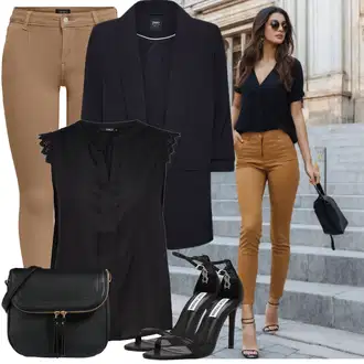 Outfity pro práci S křivkami s Černá Halenka Móda Pro Plnoštíhlou/Tunika Only "Outfit na léto"