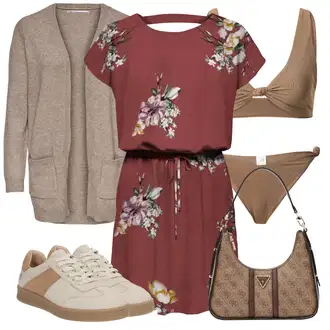 Outfit s Hnědá/Béžová/Khaki Bikiny - Spodní Díl/Provázkové bikini/Micro Bikini/Zavinovací bikini/Bikiny tanga/Trojúhelníkové Bikiny/Spodní díl bikin Leger by Lena Gercke "Plážový outfit"
