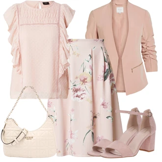 Babydoll Outfit s Růžová Halenka a Tunika Tunika JdY "Plážový outfit"Look: Styl, Babydoll, Italský, Příliš oblečený, Romantický, S průsvitem