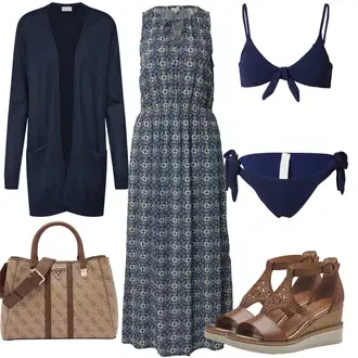 Outfit s Modrá/Tmavě modrá Zavinovací bikini/Vintage Bikiny/Bikiny s průstřihem/Balconette-bikini/Sportovní bikiny/S Kosticemi/Bikinové plavky s vycpávkami About You "Perfektní na léto"