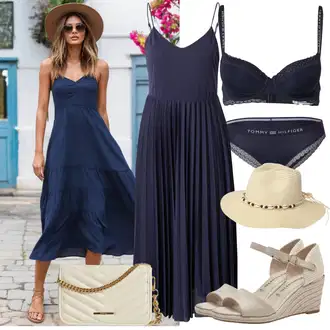 Outfit s Béžová/Bílá/Krémová/Žlutá Klobouk/Pokrývka hlavy About You "Výrazný letní vzhled"
