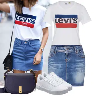 Džínovina Outfit s Hnědá/Růžová/Fialová Džínová vintage sukně/Džínová Sukně/Krátká Sukně/70tá Léta Minisukně LTB "Praktický vzhled"