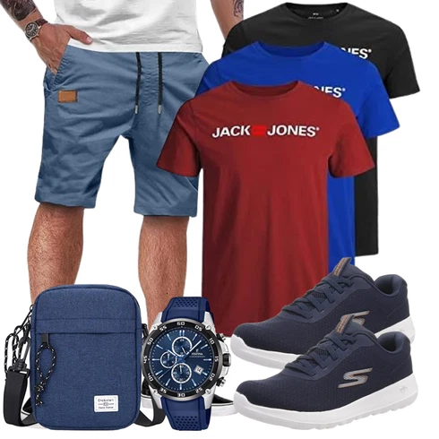 Blau/Grau/Dunkelblau/Hellblau Hemd Chino Shorts/Kurze Hose/Bermuda/Musselin Shorts/Baggy Short/Cargo Short/SweatShorts JMIERR kombinieren