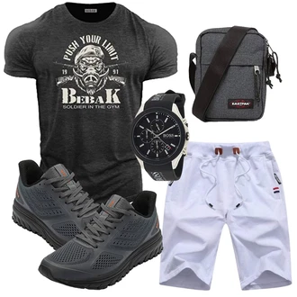 Outfit mit Weiß/Creme/Khaki/Dunkelblau Kurze Hose/Baggy Short/Bermuda/Musselin Shorts/Chino Shorts/Leinen-short Tansozer "Sport Outfit"