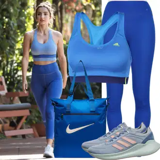 outfit mit Modra/Temno modra Visoka podpora/Ženski športni korzetni modrček/Steznik/Korzet/Relief modrček/High-neck nedrček Calvin Klein underwear "Športni Videz za Kolesarjenje"