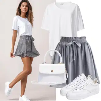 Kombinacije s mini suknjom za ljeto "Sportska minica ljetni outfit"