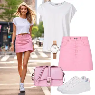 Outfit sa Pink Suknja Iz 90-ih/Teniska Suknja/Mini Suknja top secret "Sportski komplet Kratke hlače"