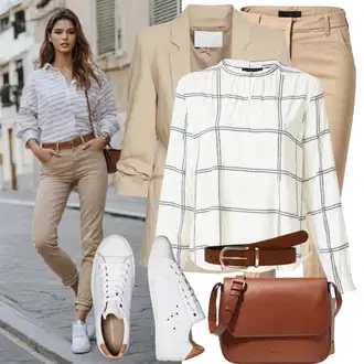 3/4 rokavi outfit mit Bež/Rjava Bluzasti Body/Razigrana Bluza/Odprta Bluzka/Športna Bluza/Carmen Bluza/Crash Bluza/Lanena Bluza/Bluza na Kravato/Bluza/Bluza brez Zapenjanja Trendyol "Sproščen komplet v bež barvi"