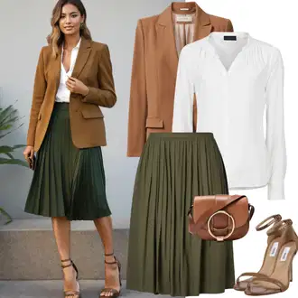 Kratka Outfit sa Svjetlozelena/Zeleno Mini Suknja/Teniska Suknja/Suknja Iz 60-ih/Suknja Iz 90-ih/Hlačna suknja/Kratka Plisirana suknja/Elastična Suknja/Unisex Suknja VERO MODA "Stari novac Outfit Rocke"
