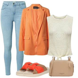 outfit mit Oranžna Obleka Pieces "Eleganten poletni vzdušje"