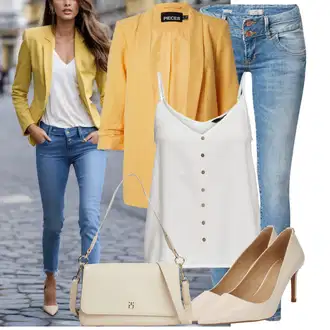 Boja Outfit sa Bijela/Bež/Kaki Udobna pumpa/Salonka & Visoki Pet/Poslovna Obuća/Vintage Pumpa/Salonka Na Visoku Petu/Pumpica S Visokim Prednjim Dijelom MICHAEL Michael Kors "Praktičan look"