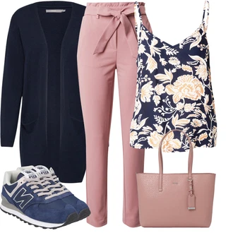 Djeveruša Outfit sa Pink/Ljubičasta Hlače Štofaste hlača/Hlače s Prorezom/Hlače Visokog Struka/Paperbag Hlača/Ležerna Hlača/Hlače od muslina VERO MODA "Odličan look za slobodno vrijeme"