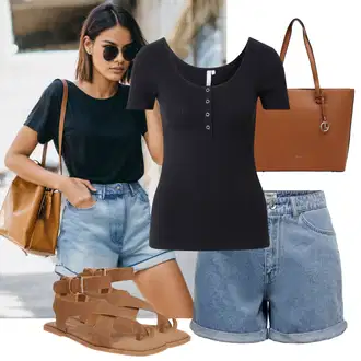 Outfit s Béžová/Hnědá Páskový Sandál/Sandál S T Páskem/Sandál Dianette/Římská sandála/Gladiátorská sandála About You "Každodenní vzhled"