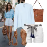 Světle modré jersejové blůzy outfity image