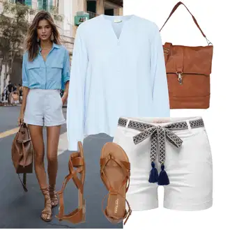 Outfit s Hnědá/Béžová Sandál S T Páskem/Vintage sandál/Páskový Sandál/Gladiátorská sandála/Římská sandála/Letní Bota About You "Letní volnočasový outfit"