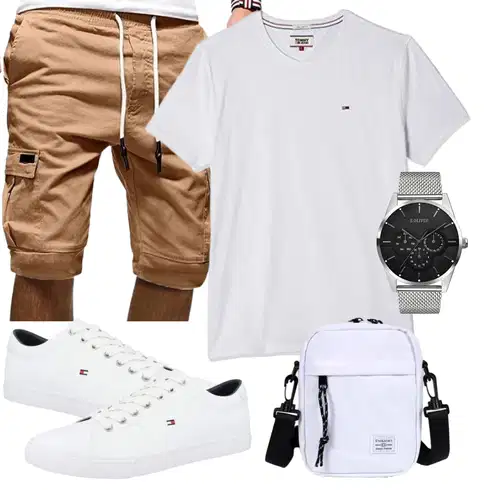 Weiß/Grau Hemd/Kurzarm Hemd Tommy Jeans kombinieren