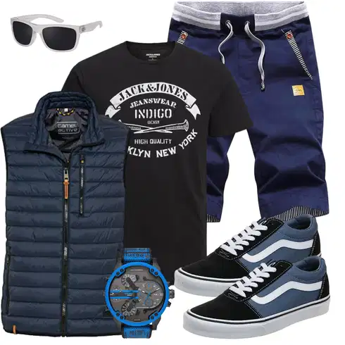 HellBlau/DunkelBlau/Blau Hybridjacke/2in1 Jacke/Steppjacke/Verstaubare Jacke/Daunenjacke/Jacke mit Seitlichem Reißverschluss/Kunstfaserjacke/Schlupfjacke/Sommerdaunenjacke Camel Active kombinieren
