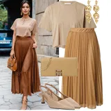 Hnědé Nadrozměrné Zkrácené Topy Outfity image