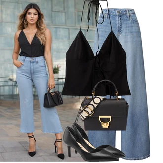 Outfity pro léto s Světle modrá/Modrá Vintage džíny/Baggy Džíny/Džín s Širokou Nohavicí/Džíny Volného Střihu/Džíny Culottes GAP "Letní outfity"