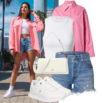 Outfit s Krémová/Bílá Tričko s grafikou/Halenka Bez Rukávů/Krátký top/Sportovní top/Jednoduchý top/Tílko s ořezem/Pánské boty millane "Letní outfity"