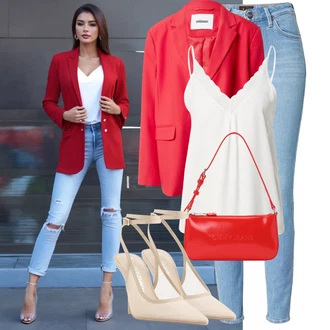 Jízda na koni Outfit s Světle modrá/Modrá Push up Džín/Kožené Boty/Džíny s Rozparkem/Slim Fit Džíny/Kotníková Bota/Kožená bunda/High Waist Džínové Kalhoty Lee "Letní outfity"Look: Volný čas, Jízda na koni