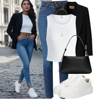 Outfit s Bílá/Krémová Teniska Kožené Tenisky/Nízká Teniska/Teniska na platformě Calvin Klein "Letní outfity"