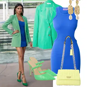 Výstřih na ramena Posilování Outfit s Modrá/Světle modrá Sportovní Šaty/Sexy šaty/Žerzejové Šaty/Přiléhavé Šaty/Úzké šaty/Mini Šaty/Úzké Šaty/Šaty Bez Rukávů edikted "Letní outfity"Look: Aerobní, Posilování