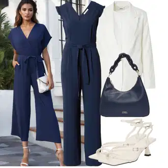 S korálky Outfit s Bílá/Krémová Kožená bunda pro muže/Kordové Sako/Bavlněný Sako/Boucle Blazer/Pletený Sako/Oversize Sako/Boyfriend Sako/Neformální Sako/Teplákový blejzr/Kožená Pánská Bund/Elegantní Sako JdY "Letní oblečení"