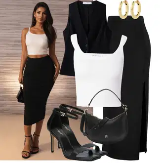 Outfit sa Bijela/Crna cipela s remenom/Elegantna Cipela/Sandala s vratilom/Sandala na Petu/Salonka & Visoki Pet/Salonka s Kopčom/Sandala s petom Aldo "Ljetni outfiti"