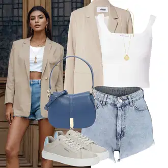 Outfit s Světle šedá/Béžová/Šedá/Khaki/Hnědá Teniska Kožené Tenisky/Nízká Teniska/Úzká Teniska Calvin Klein "Letní outfity"