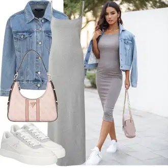 Outfit s Bílá/Krémová Nízká Teniska/Kožené Tenisky/Úzká Teniska/Skate Bota Calvin Klein "Letní oblečení"