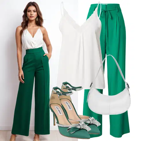Kombinace Zelená/Tmavě Zelená/Tyrkysový Marlene Kalhoty/Palazzo Kalhoty/Mušelínové kalhoty/Kalhoty s Vysokým Pasem/Tradiční Kalhoty/Široká Kalhoty/Plážová Kalhoty/Paperbag Kalhoty studio select