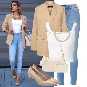 Outfit s Hnědá/Zlatý Statement náhrdelník/Bohatě zdobený náhrdelník/Collier/Obojek/Jemný Řetízek Pull&Bear "Letní oblečení"