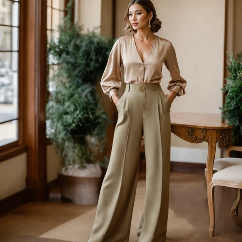 Kombinace Khaki Zvonová Kalhoty/Kalhoty Bootcut/Rozšířené legíny/Zvonové Legíny/Rozšířená Kalhoty bershka