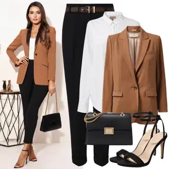 Outfit sa Tamnosmeđa/Smeđa Oversize Sako/Sako Jakna/Kožna Jakna za Muškarce/Kožna Jakna za muškarce/Elegantni Sako/Boyfriend Sako/Kožna Jakna/Pleteni Sako Pieces "Svečana moda Hlače odijelo"