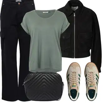 Outfit s Tmavě zelená/Béžová/Hnědá/Oranžová Teniska Kožené Tenisky/Nízká Teniska/Teniska na platformě/Skate Bota/Vintage Teniska Adidas Originals "Letní oblečení"